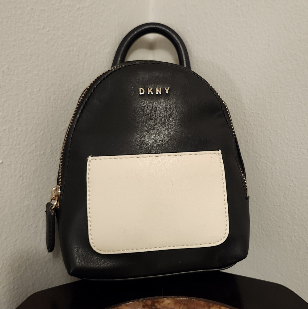 DKNY Two-Tone Black and Cream Backpack Style Crossbody Bag